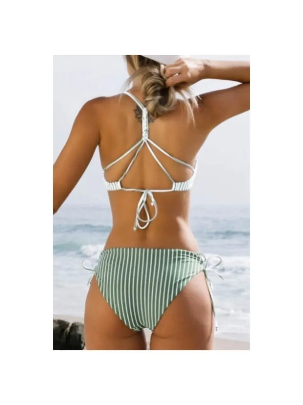 **CUPSHE** 2 Piece Bikini Back Braided Straps with Reversible Bottom Large NWT